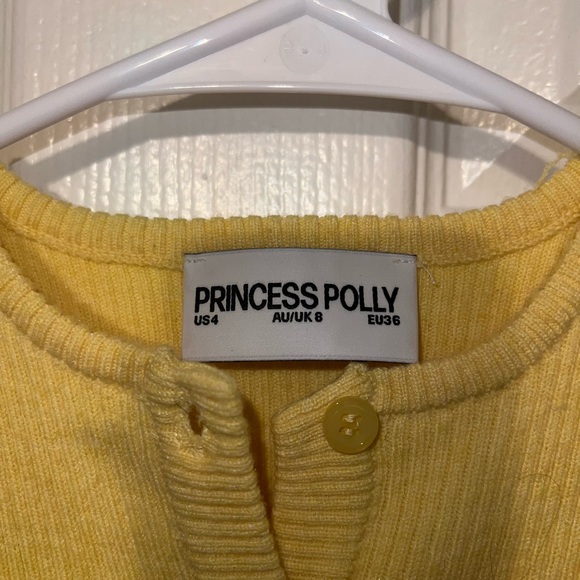 Yellow Ribbed Princess Polly Button-Up Top - Picture 2 of 4